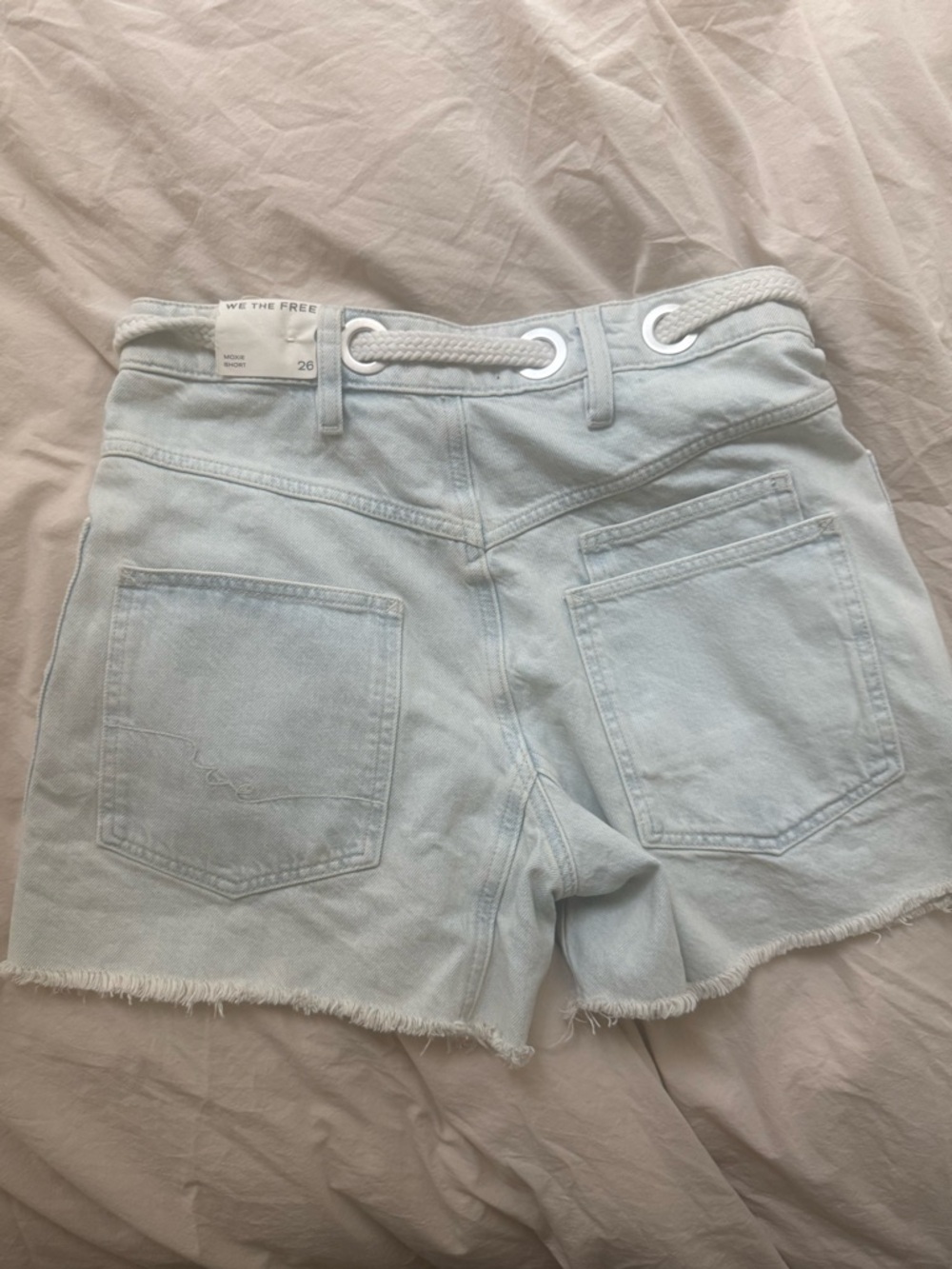 Free People Light Wash Rope-Tie Denim Shorts - Picture 4 of 6